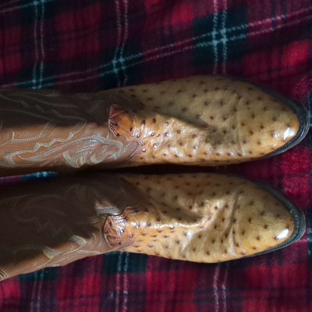Pair of Nocona ostrich cowboy boots size 10.5.